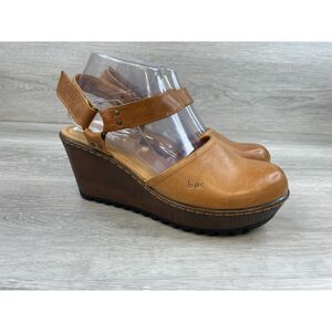 B.O.C. Rina Women's Sandal Slingback Ankle Strap Wedge Platform 9M Brown Shoes